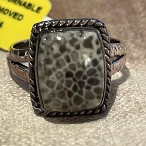 Sterling Silver 925 Ring Black Sponge Coral  3.8 Karats Size 5
